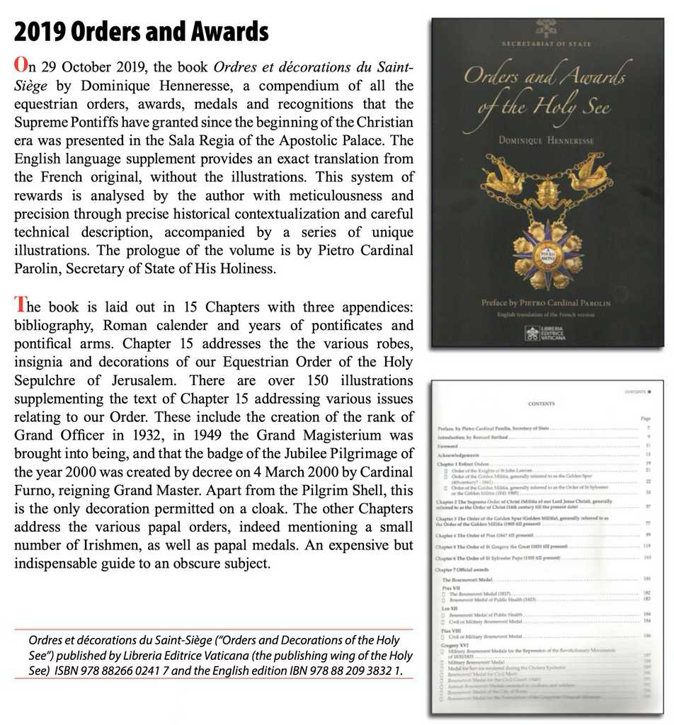 A useful article in the magazine of the Lieutenancy of Ireland of the Order of the Holy Sepulchre